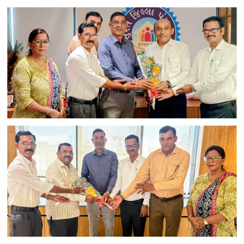 સુરત જિલ્લા પ્રાથમિક શિક્ષક સંઘનાં હોદ્દેદારો દ્વારા જિલ્લા પંચાયત પ્રમુખ-ઉપપ્રમુખની શુભેચ્છા મુલાકાત
