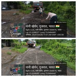 સોનગઢ-ગોડા માર્ગ પર નાની ખેરવણ નજીક બિસમાર રસ્તાનું ત્વરિત સમારકામ હાથ ધરાયું