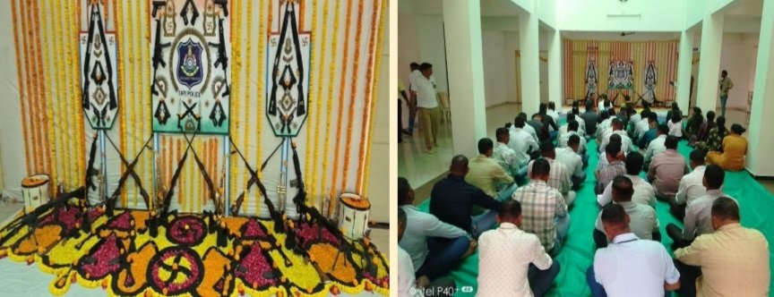 દશેરા પર્વ નિમિત્તે પોલીસ હેડ કવાર્ટર વ્યારા ખાતે શસ્ત્ર પુજન કાર્યક્રમ યોજાયો